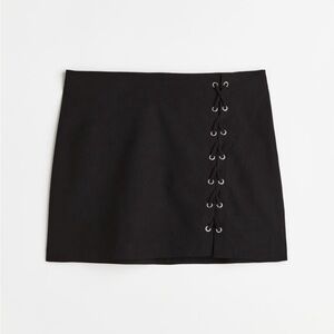Black lace up mini skirt